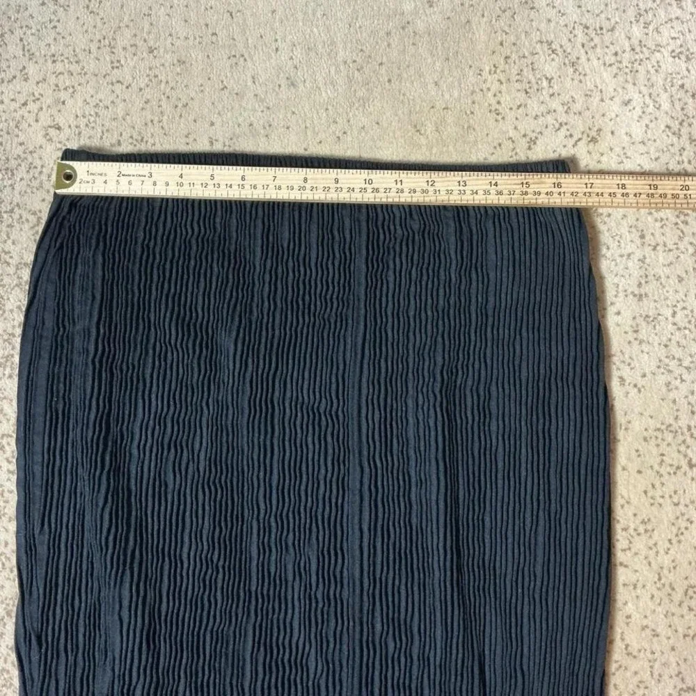 VTG Diana Marciano Black Crinkle Textured Maxi Whimsygoth Skirt Sz 22 Minimalist